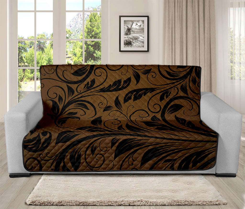 Dark Brown Western Damask Print Futon Protector