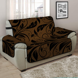 Dark Brown Western Damask Print Half Sofa Protector