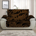 Dark Brown Western Damask Print Half Sofa Protector