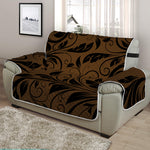 Dark Brown Western Damask Print Half Sofa Protector