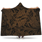 Dark Brown Western Damask Print Hooded Blanket
