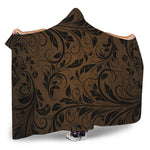 Dark Brown Western Damask Print Hooded Blanket