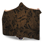 Dark Brown Western Damask Print Hooded Blanket
