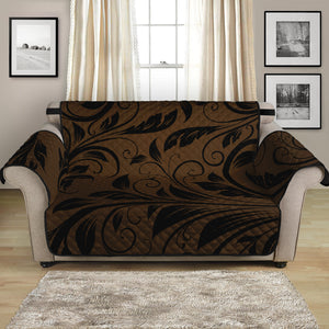 Dark Brown Western Damask Print Loveseat Protector