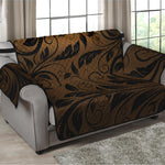 Dark Brown Western Damask Print Loveseat Protector