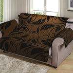 Dark Brown Western Damask Print Loveseat Protector