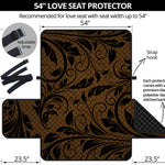 Dark Brown Western Damask Print Loveseat Protector