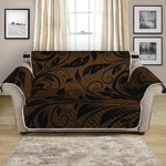 Dark Brown Western Damask Print Loveseat Protector