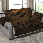 Dark Brown Western Damask Print Loveseat Protector