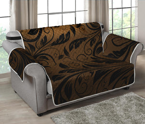 Dark Brown Western Damask Print Loveseat Protector