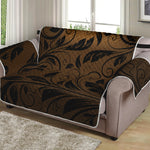 Dark Brown Western Damask Print Loveseat Protector