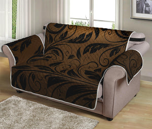 Dark Brown Western Damask Print Loveseat Protector