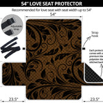 Dark Brown Western Damask Print Loveseat Protector