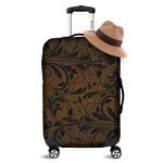 Dark Brown Western Damask Print Luggage Cover
