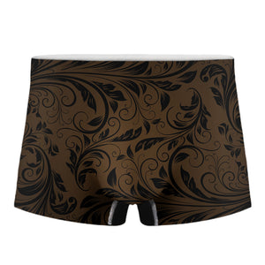 Dark Brown Western Damask Print Men's Boxer Briefs