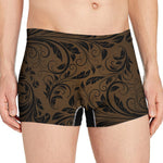 Dark Brown Western Damask Print Men's Boxer Briefs