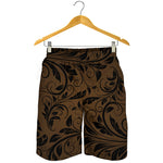 Dark Brown Western Damask Print Men's Shorts