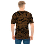 Dark Brown Western Damask Print Men's T-Shirt