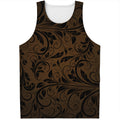 Dark Brown Western Damask Print Men's Tank Top