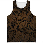 Dark Brown Western Damask Print Men's Tank Top