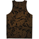 Dark Brown Western Damask Print Men's Tank Top