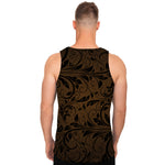 Dark Brown Western Damask Print Men's Tank Top