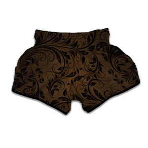 Dark Brown Western Damask Print Muay Thai Boxing Shorts