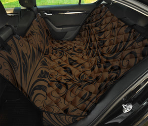 Dark Brown Western Damask Print Pet Car Back Seat Cover