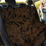 Dark Brown Western Damask Print Pet Car Back Seat Cover