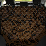 Dark Brown Western Damask Print Pet Car Back Seat Cover