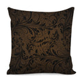 Dark Brown Western Damask Print Pillow Cover
