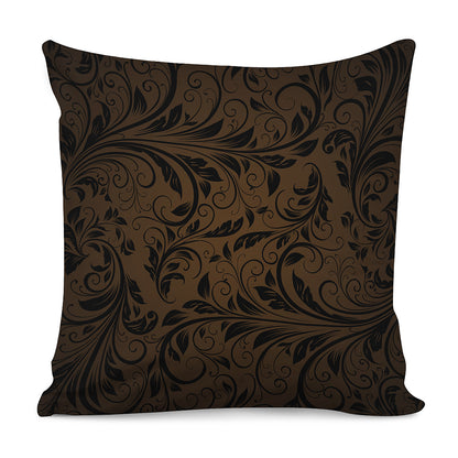 Dark Brown Western Damask Print Pillow Cover