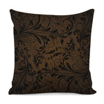 Dark Brown Western Damask Print Pillow Cover