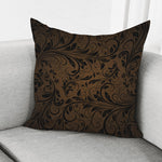 Dark Brown Western Damask Print Pillow Cover