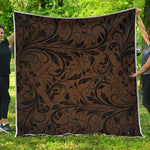 Dark Brown Western Damask Print Quilt