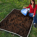 Dark Brown Western Damask Print Quilt