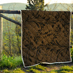 Dark Brown Western Damask Print Quilt