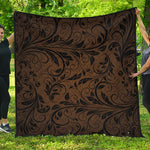Dark Brown Western Damask Print Quilt