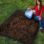 Dark Brown Western Damask Print Quilt
