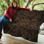 Dark Brown Western Damask Print Quilt