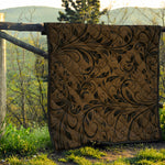 Dark Brown Western Damask Print Quilt