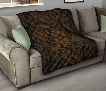 Dark Brown Western Damask Print Quilt