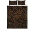 Dark Brown Western Damask Print Quilt Bed Set