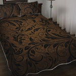 Dark Brown Western Damask Print Quilt Bed Set