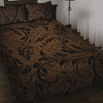 Dark Brown Western Damask Print Quilt Bed Set