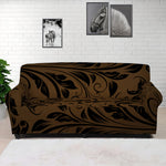 Dark Brown Western Damask Print Sofa Cover
