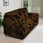 Dark Brown Western Damask Print Sofa Cover