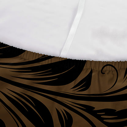 Dark Brown Western Damask Print Sofa Cover