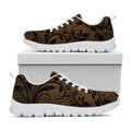 Dark Brown Western Damask Print White Running Shoes