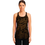 Dark Brown Western Damask Print Women's Racerback Tank Top